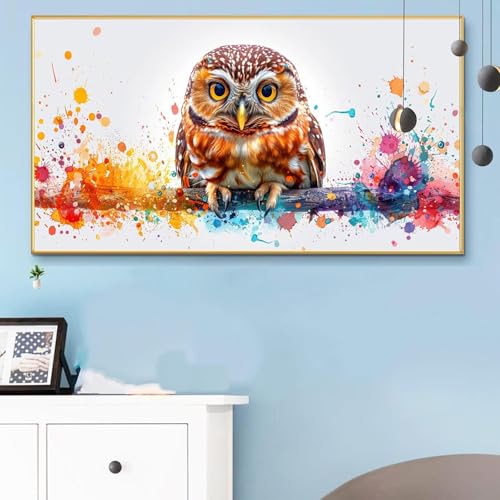 Malen Nach Zahlen Niedlich, Malen Nach Zahlen Erwachsene Eule Paint by Numbers Handgemalt Ölgemälde Kit für Anfänger mit Pinseln und Acrylfarben, Halloween Deko Wohnzimmer, Geschenke 30x60cm Q6-721 von Weoqion