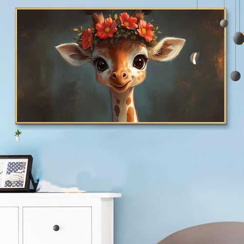 Malen Nach Zahlen Niedlich, Malen Nach Zahlen Erwachsene Giraffe Paint by Numbers Handgemalt Ölgemälde Kit für Anfänger mit Pinseln und Acrylfarben,Halloween Deko Wohnzimmer,Geschenke 40x80 cm Q6-327 von Weoqion