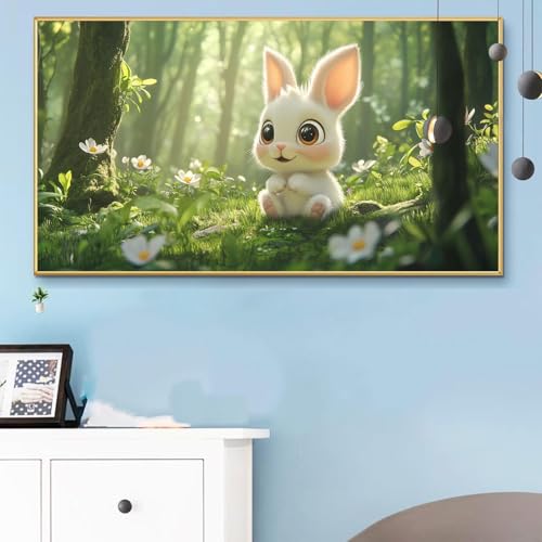 Malen Nach Zahlen Niedlich, Malen Nach Zahlen Erwachsene Hase Paint by Numbers Handgemalt Ölgemälde Kit für Anfänger mit Pinseln und Acrylfarben, Halloween Deko Wohnzimmer, Geschenke 40x90 Q6-749 von Weoqion