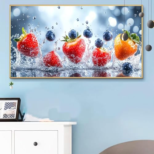 Malen Nach Zahlen Obst, Malen Nach Zahlen Erwachsene Erdbeere Paint by Numbers Handgemalt Ölgemälde Kit für Anfänger mit Pinseln und Acrylfarben, Halloween Deko Wohnzimmer, Geschenke 80x160CM Q6-443 von Weoqion