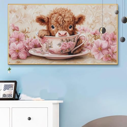 Malen Nach Zahlen Ochse, Malen Nach Zahlen Erwachsene Kaffee Paint by Numbers Handgemalt Ölgemälde Kit für Anfänger mit Pinseln und Acrylfarben, Halloween Deko Wohnzimmer, Geschenke 70x140 CM Q6-745 von Weoqion