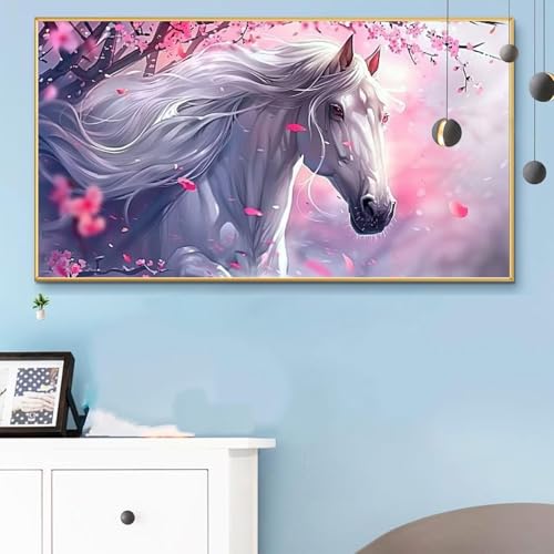Malen Nach Zahlen Pferd, Malen Nach Zahlen Erwachsene Anlage Paint by Numbers Handgemalt Ölgemälde Kit für Anfänger mit Pinseln und Acrylfarben, Halloween Deko Wohnzimmer, Geschenke 60x120cm Q6-971 von Weoqion