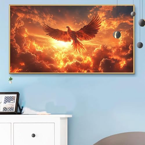 Malen Nach Zahlen Phönix, Malen Nach Zahlen Erwachsene Wolke Paint by Numbers Handgemalt Ölgemälde Kit für Anfänger mit Pinseln und Acrylfarben, Halloween Deko Wohnzimmer, Geschenke 50x100 cm Q6-407 von Weoqion