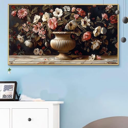Malen Nach Zahlen Retro, Malen Nach Zahlen Erwachsene Blumentopf Paint by Numbers Handgemalt Ölgemälde Kit für Anfänger mit Pinseln und Acrylfarben,Halloween Deko Wohnzimmer,Geschenke 60x120CM Q6-773 von Weoqion