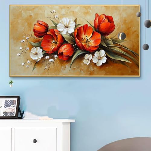 Malen Nach Zahlen Retro, Malen Nach Zahlen Erwachsene Gänseblümchen Paint by Numbers Handgemalt Ölgemälde Kit für Anfänger mit Pinseln und Acrylfarben,Halloween Deko Wohnzimmer,Geschenke 90x180 Q6-859 von Weoqion