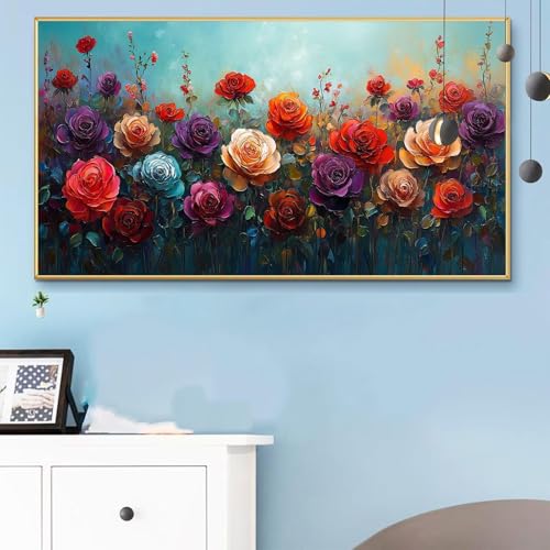 Malen Nach Zahlen Rose, Malen Nach Zahlen Erwachsene Landschaft Paint by Numbers Handgemalt Ölgemälde Kit für Anfänger mit Pinseln und Acrylfarben, Halloween Deko Wohnzimmer, Geschenke 80x160cm Q6-531 von Weoqion
