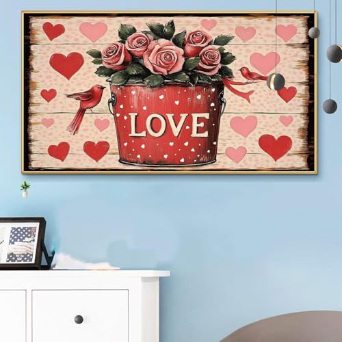 Malen Nach Zahlen Rose, Malen Nach Zahlen Erwachsene Liebe Paint by Numbers Handgemalt Ölgemälde Kit für Anfänger mit Pinseln und Acrylfarben, Halloween Deko Wohnzimmer,Frauen Geschenke 60x120 Q6-129 von Weoqion