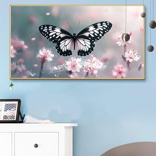 Malen Nach Zahlen Schmetterling, Malen Nach Zahlen Erwachsene Gras Paint by Numbers Handgemalt Ölgemälde Kit für Anfänger mit Pinseln und Acrylfarben, Halloween Deko Wohnzimmer, Geschenke 40x80 Q6-229 von Weoqion