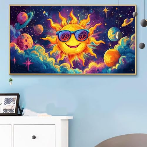 Malen Nach Zahlen Sonne, Malen Nach Zahlen Erwachsene Niedlich Paint by Numbers Handgemalt Ölgemälde Kit für Anfänger mit Pinseln und Acrylfarben, Halloween Deko Wohnzimmer, Geschenke 90x180CM Q6-73 von Weoqion