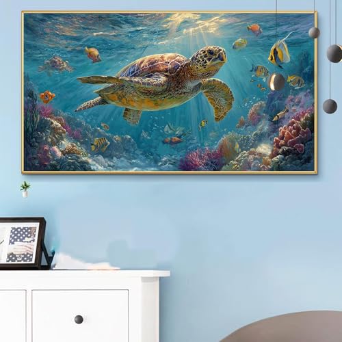 Malen Nach Zahlen Sonnenlicht, Malen Nach Zahlen Erwachsene Schildkröte Paint by Numbers Handgemalt Ölgemälde Kit für Anfänger mit Pinseln und Acrylfarben, Halloween Deko Wohnzimmer 100x200 CM Q6-955 von Weoqion