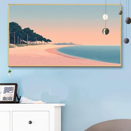 Malen Nach Zahlen Strand, Malen Nach Zahlen Erwachsene Landschaft Paint by Numbers Handgemalt Ölgemälde Kit für Anfänger mit Pinseln und Acrylfarben, Halloween Deko Wohnzimmer, Geschenke 90x180 Q6-449 von Weoqion