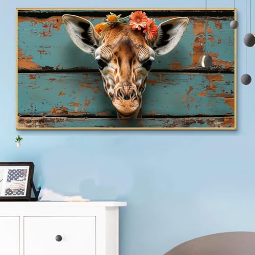 Malen Nach Zahlen Tiere, Malen Nach Zahlen Erwachsene Giraffe Paint by Numbers Handgemalt Ölgemälde Kit für Anfänger mit Pinseln und Acrylfarben, Halloween Deko Wohnzimmer, Geschenke 40x90 CM Q6-755 von Weoqion