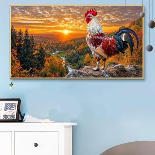 Malen Nach Zahlen Tiere, Malen Nach Zahlen Erwachsene Hahn Paint by Numbers Handgemalt Ölgemälde Kit für Anfänger mit Pinseln und Acrylfarben, Halloween Deko Wohnzimmer, Geschenke 100x200cm Q6-411 von Weoqion