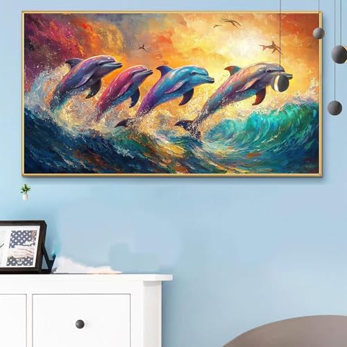 Malen Nach Zahlen Tiere, Malen Nach Zahlen Erwachsene Strand Paint by Numbers Handgemalt Ölgemälde Kit für Anfänger mit Pinseln und Acrylfarben, Halloween Deko Wohnzimmer, Geschenke 50x100 cm Q6-77 von Weoqion