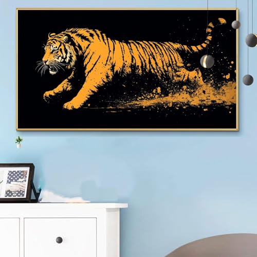 Malen Nach Zahlen Tiger, Malen Nach Zahlen Erwachsene Abstrakt Paint by Numbers Handgemalt Ölgemälde Kit für Anfänger mit Pinseln und Acrylfarben, Halloween Deko Wohnzimmer, Geschenke 90x180CM Q6-583 von Weoqion