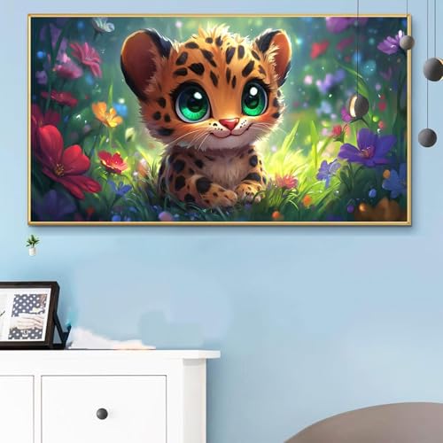Malen Nach Zahlen Tiger, Malen Nach Zahlen Erwachsene Niedlich Paint by Numbers Handgemalt Ölgemälde Kit für Anfänger mit Pinseln und Acrylfarben, Halloween Deko Wohnzimmer, Geschenke 100x200cm Q6-311 von Weoqion