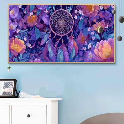 Malen Nach Zahlen Traumfänger, Malen Nach Zahlen Erwachsene Blume Paint by Numbers Handgemalt Ölgemälde Kit für Anfänger mit Pinseln und Acrylfarben,Halloween Deko Wohnzimmer,Geschenke 40x90cm Q6-781 von Weoqion