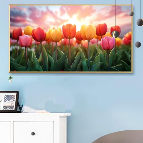 Malen Nach Zahlen Tulpe, Malen Nach Zahlen Erwachsene Herrenhaus Paint by Numbers Handgemalt Ölgemälde Kit für Anfänger mit Pinseln Acrylfarben, Halloween Deko Wohnzimmer, Geschenke 100x200 CM Q6-515 von Weoqion