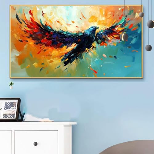 Malen Nach Zahlen Vogel, Malen Nach Zahlen Erwachsene Bunt Paint by Numbers Handgemalt Ölgemälde Kit für Anfänger mit Pinseln und Acrylfarben, Halloween Deko Wohnzimmer, Geschenke 70x140 CM Q6-625 von Weoqion