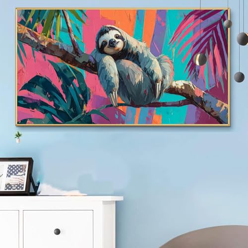 Malen Nach Zahlen Waschbär, Malen Nach Zahlen Erwachsene Tropisch Paint by Numbers Handgemalt Ölgemälde Kit für Anfänger mit Pinseln und Acrylfarben,Halloween Deko Wohnzimmer,Geschenke 50x100cm Q6-821 von Weoqion