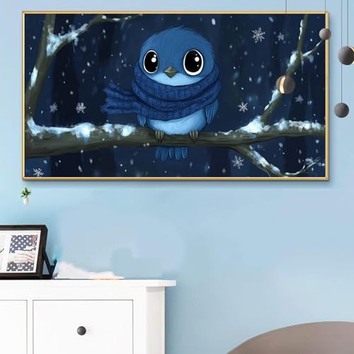 Malen Nach Zahlen Weihnachten, Malen Nach Zahlen Erwachsene Vogel Paint by Numbers Handgemalt Ölgemälde Kit für Anfänger mit Pinseln und Acrylfarben,Halloween Deko Wohnzimmer,Geschenke 40x90 cm Q6-317 von Weoqion