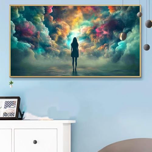 Malen Nach Zahlen Wolke, Malen Nach Zahlen Erwachsene Frau Paint by Numbers Handgemalt Ölgemälde Kit für Anfänger mit Pinseln und Acrylfarben, Halloween Deko Wohnzimmer,Frauen Geschenke 60x120 Q6-579 von Weoqion