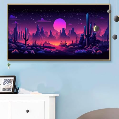 Malen Nach Zahlen Wüste, Malen Nach Zahlen Erwachsene Mond Paint by Numbers Handgemalt Ölgemälde Kit für Anfänger mit Pinseln und Acrylfarben, Halloween Deko Wohnzimmer,Frauen Geschenke 80x160 Q6-679 von Weoqion