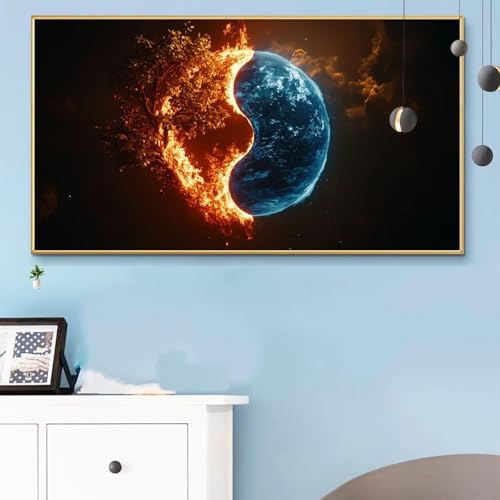 Malen Nach Zahlen Yin Und Yang, Malen Nach Zahlen Erwachsene Landschaft Paint by Numbers Handgemalt Ölgemälde Kit für Anfänger mit Pinseln und Acrylfarben, Halloween Deko Wohnzimmer 40x80 CM Q6-585 von Weoqion