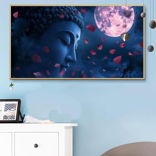 Malen Nach Zahlen Zen, Malen Nach Zahlen Erwachsene Mond Paint by Numbers Handgemalt Ölgemälde Kit für Anfänger mit Pinseln und Acrylfarben, Halloween Deko Wohnzimmer,Frauen Geschenke 60x120 CM Q6-555 von Weoqion