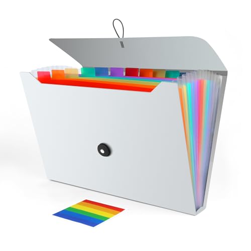 Akkordeon-Aktenordner, Fächermappe zum Sortieren von Dokumenten und Papieren, 13 Taschen, Quittungsorganizer für Zuhause, Reisen und Büro, Weiß Akkordeon-Aktenordner, Fächermappe zum Sortieren von Dokumenten und Papieren, 13 Taschen, Quittungsorganizer für Zuhause, Reisen und Büro, Weiß von Weovepaw