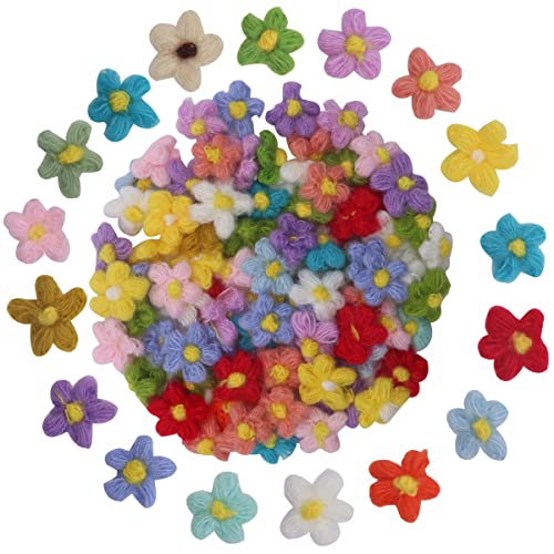Wepetyo Häkelblumen, Häkelblumen, groß, klein, Gänseblümchen, Stoff, Satin, Basteln, Nähen, Applikationen, DIY-Blume (gemischte Farben, 4,5 cm) von Wepetyo