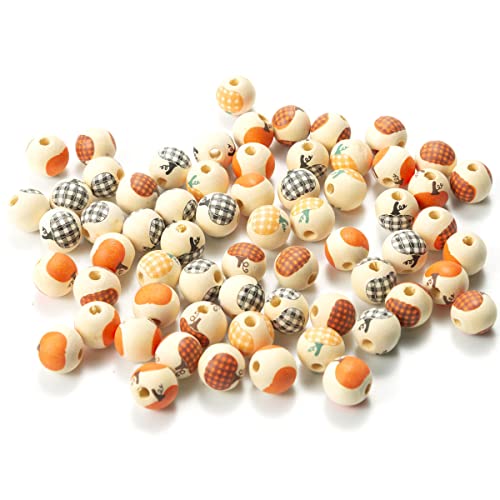 Wepetyo Runde Halloween-Holzperlen, bunte Holzperlen, Kürbis-Holzperlen, 16 mm, Holzperlen zum Basteln, natürliche runde Abstandshalter, Perlen für Bastelarbeiten, Schmuckherstellung, Halloween, 100 Wepetyo Runde Halloween-Holzperlen, bunte Holzperlen, Kürbis-Holzperlen, 16 mm, Holzperlen zum Basteln, natürliche runde Abstandshalter, Perlen für Bastelarbeiten, Schmuckherstellung, Halloween, 100 von Wepetyo