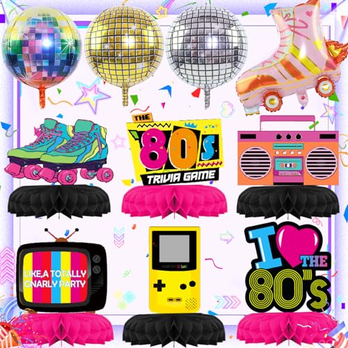 10 Stück Mottoparty 80er Jahre Deko, Folienballon Disco, 80er Jahren Party Dekorationen Hip Hop Party deko, Regenbogen Rollschuh Luftballons, Retro Dekoration für Hip Hop Rock Hintergrund Deko von Weploda