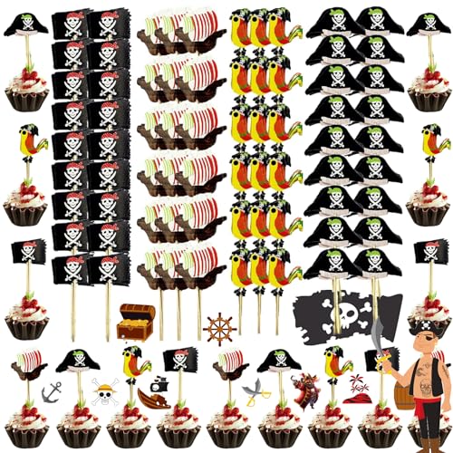 Weploda 72 Stück Piraten Kuchen Dekoration Toppers, Piraten deko Topper, Cupcake Topper Picks Piraten Thema Party, Pirate Tortenstecker, für Geburtstag Weihnachtsfeier Dekoration Weploda 72 Stück Piraten Kuchen Dekoration Toppers, Piraten deko Topper, Cupcake Topper Picks Piraten Thema Party, Pirate Tortenstecker, für Geburtstag Weihnachtsfeier Dekoration von Weploda
