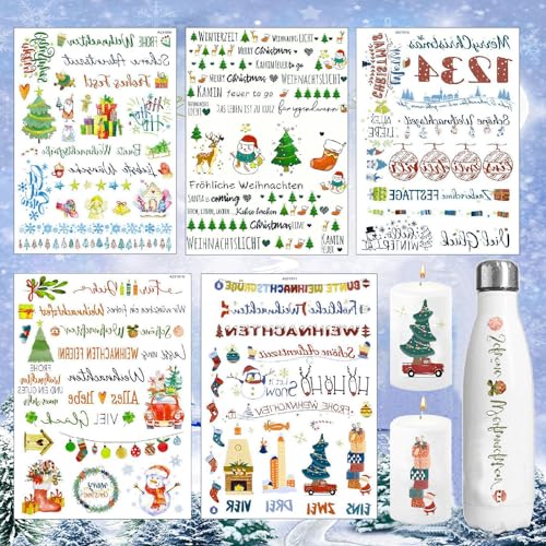 Weploda 5 Bilder Diy Weihnachtskerzen Aufkleber, Kerzenfolien Weihnachten, Kerzen Tattoo Folie, Kerzenaufkleber Sticker dekorieren, Einfach Zu Kleben, Für Kerzenflächen, Grußkarten Weploda 5 Bilder Diy Weihnachtskerzen Aufkleber, Kerzenfolien Weihnachten, Kerzen Tattoo Folie, Kerzenaufkleber Sticker dekorieren, Einfach Zu Kleben, Für Kerzenflächen, Grußkarten von Weploda