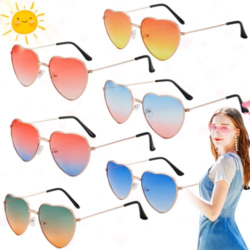 Weploda 6 Stück Herzförmige Sonnenbrille, Sonnenbrille, Herzform Farbige Brille, Herzförmige Partybrille, Herzform Hippie Sonnenbrille, Für Geburtstagsfeier, Karneval(Gradientenfarbe) Weploda 6 Stück Herzförmige Sonnenbrille, Sonnenbrille, Herzform Farbige Brille, Herzförmige Partybrille, Herzform Hippie Sonnenbrille, Für Geburtstagsfeier, Karneval(Gradientenfarbe) von Weploda
