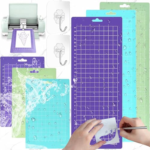 Weploda 6 Stück Schneidematte cricut, 12 x 4,5 Zoll / 6,5 x 4,5 Zoll, Plotter Klebrige Schneidematte, Schneidematte zum basteln, Mit 2 Spurenloser Klebehaken(Blue,Green,Purple) Weploda 6 Stück Schneidematte cricut, 12 x 4,5 Zoll / 6,5 x 4,5 Zoll, Plotter Klebrige Schneidematte, Schneidematte zum basteln, Mit 2 Spurenloser Klebehaken(Blue,Green,Purple) von Weploda