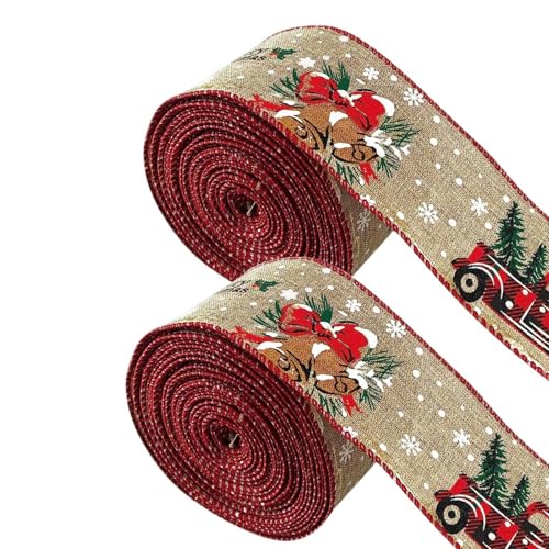 Glitzer-Drahtstoffband – Stoff-Bastelband mit Glitzer, Weihnachtsdekoration, Geschenkschleifen, Weihnachtsbaumband, verdrahtete Weihnachtsbänder für Festivals, Versammlungen, Hochzeiten von Weppduk