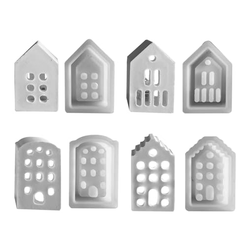 Haus-Kerzenhalter-Form – Hausdekor-Silikonform | 4 x Hausform-Set zur Kerzenherstellung | europäischer Stil Hausform Gipsform für den Schreibtisch von Weppduk