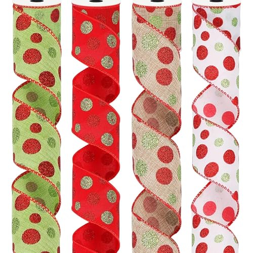 Weppduk Bänder zum Basteln, Punktemuster, Geschenkband, schönes Weihnachts-Bastelzubehör, Urlaubsband für Baumtreppen, Fenster von Weppduk
