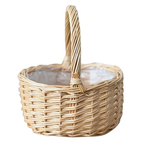 Weppduk Blumenkorb Weide - Gewebte Handblumenkörbe - Blumenkorb Retro Aufbewahrungsbehälter Hochzeit Blumenmädchen Körbe von Weppduk
