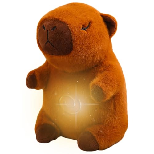 Weppduk Capybara Plüschpuppe, Gefüllte Capybara | Beruhigende Schlafpuppe mit Musik und Licht,Atmender Schlafpartner mit Einstellbarer rhythmischer Atmung, Schlafberuhiger, Kuscheltier von Weppduk