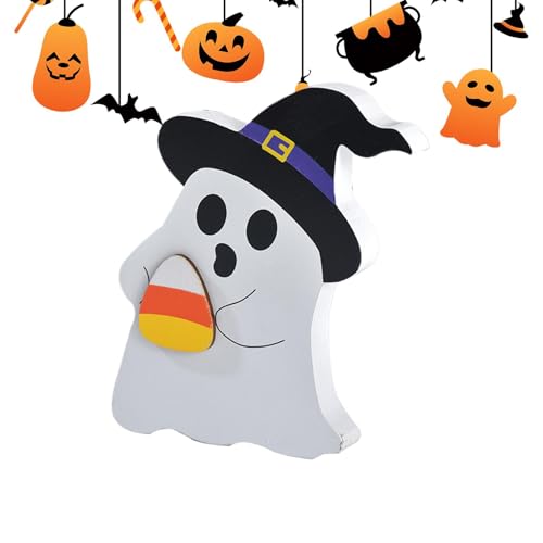 Weppduk -Holzornamente – Geist, 15,2 x 10,2 cm, Halloween-Tischdekoration, Basteldekoration, niedlich, gruselig, Halloween-Dekoration für den Urlaub von Weppduk