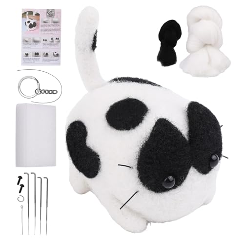 Weppduk Katzenpuppen-Nadelfilz-Set | Handgemachte Katzenpuppe Anfänger Nadelfilz-Set | Sicheres und harmloses Basteltier Heimdekoration für Einweihung, Geburtstag, Weihnachten von Weppduk