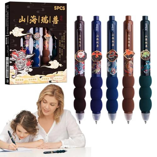 Weppduk Kugelschreiber, Cartoon-Schreibstifte, schnell trocknend, niedlich, radierbar, 0,5 mm, schwarze Tinte, weicher Griff, glattes Schreiben, Stifte für Damen und Herren von Weppduk