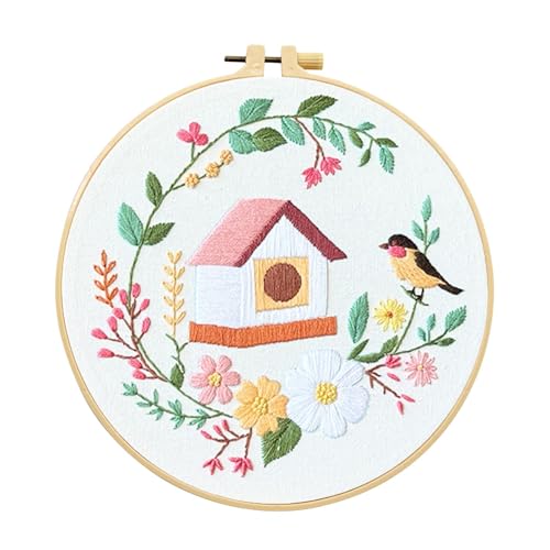 Weppduk Stick-Übungsset | Tragbare Stickerei-Kleidungsrahmen | Stick-Lernset – Kreative Haus- und Vogel-Stickerei-Übungssets für Anfänger, Sticksets für Erwachsene Fäden Weppduk Stick-Übungsset | Tragbare Stickerei-Kleidungsrahmen | Stick-Lernset – Kreative Haus- und Vogel-Stickerei-Übungssets für Anfänger, Sticksets für Erwachsene Fäden von Weppduk