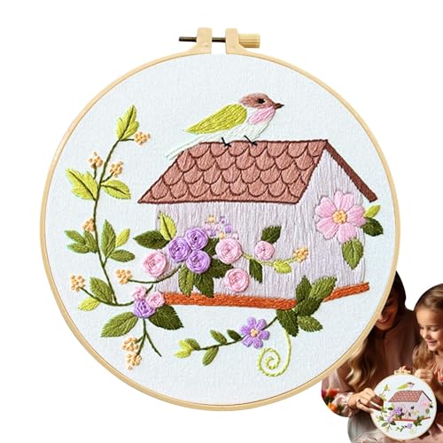 Weppduk Stick-Übungsset | Tragbare Stickerei-Kleidungsrahmen | Stick-Lernset – Kreative Haus- und Vogel-Stickerei-Übungssets für Anfänger, Sticksets für Erwachsene Fäden Weppduk Stick-Übungsset | Tragbare Stickerei-Kleidungsrahmen | Stick-Lernset – Kreative Haus- und Vogel-Stickerei-Übungssets für Anfänger, Sticksets für Erwachsene Fäden von Weppduk