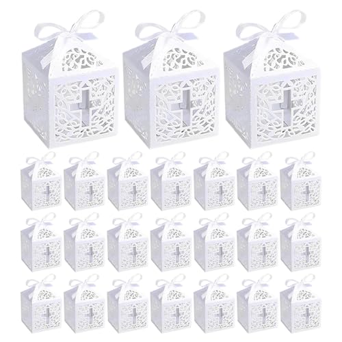 Weppduk Süßigkeitenschachteln mit Bändern, stabile dekorative Schachteln, 24 Stück, Taufdekorationen, Taufgeschenkboxen, exquisite Geschenkboxen für Geburtstagspartys, Babytaufen Weppduk Süßigkeitenschachteln mit Bändern, stabile dekorative Schachteln, 24 Stück, Taufdekorationen, Taufgeschenkboxen, exquisite Geschenkboxen für Geburtstagspartys, Babytaufen von Weppduk
