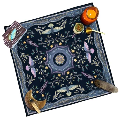 Weppduk Tarotkartentuch, quadratisch, Samt, Tarot-Zubehör, Mondphase, Schmetterling, Sonnenmuster, Hexenbedarf, Kissen für Tarotkarten, 50 x 50 cm von Weppduk