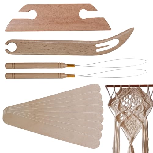 Weppduk Weaving Shuttle | Nadeleinfädler mit Holzgriff – Buchenholz Strick-Shuttle mit Schuppenstäben für Freunde, Verwandte, Anfänger, Strick-Bastelbedarf von Weppduk